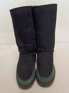 Vintage Y2K UGG Australia Ultra Tall Braid Boots Black Suede Women's Size 9